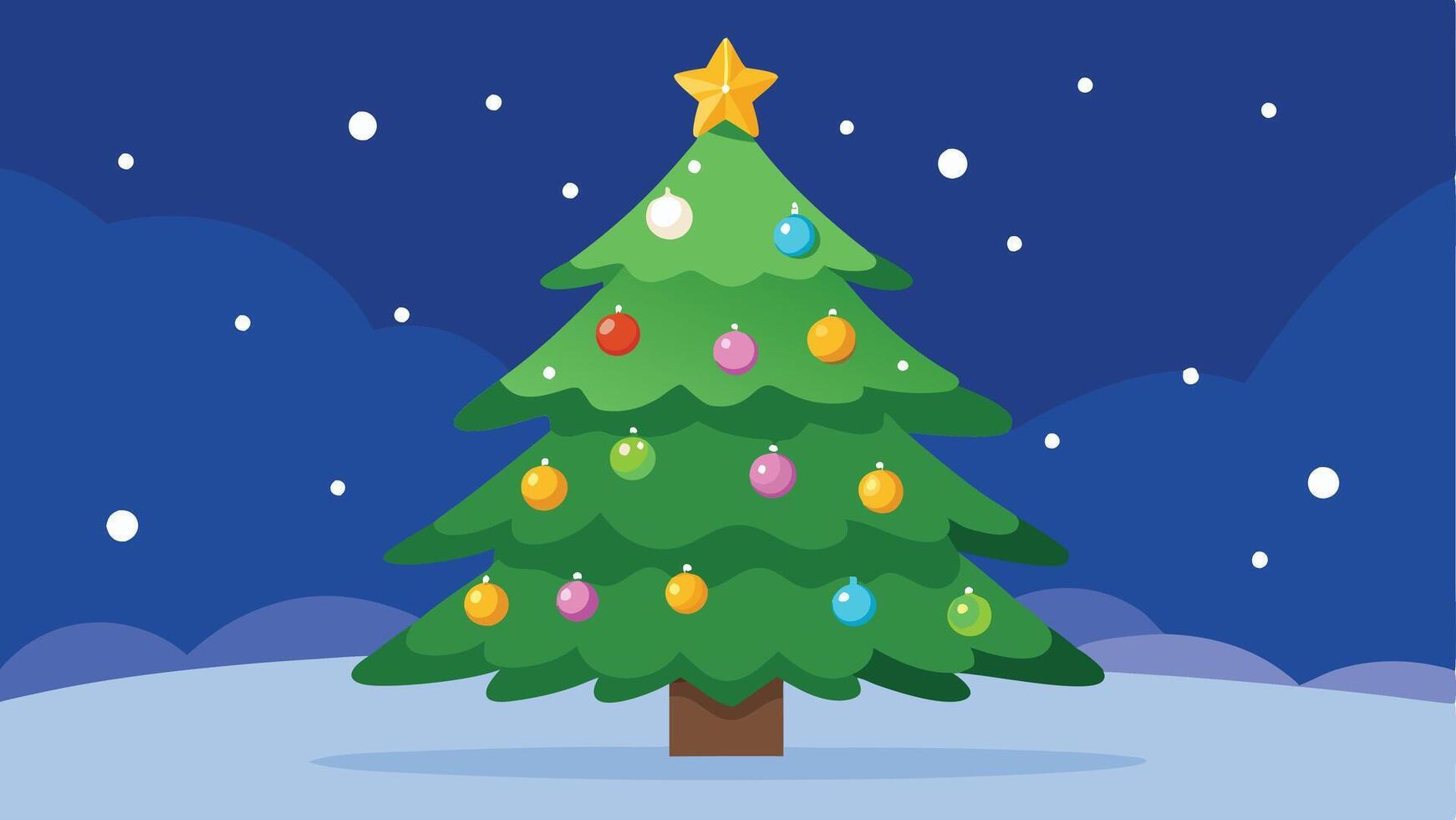 A christmas tree with lights and decorations vector