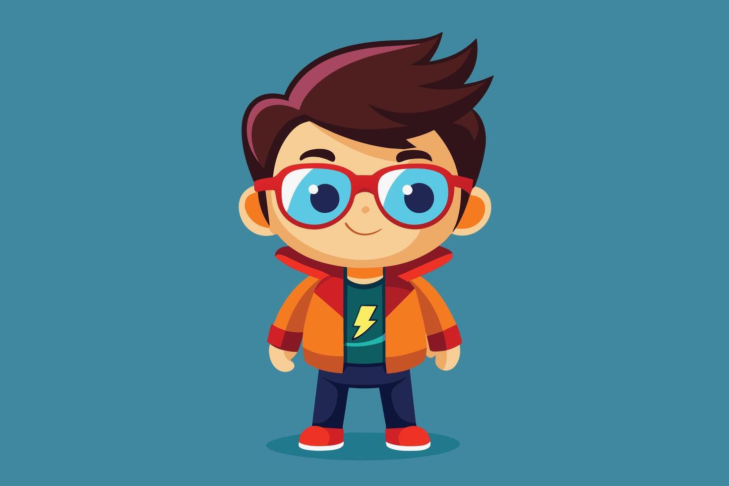 Cartoon boy with glasses and jacket vector