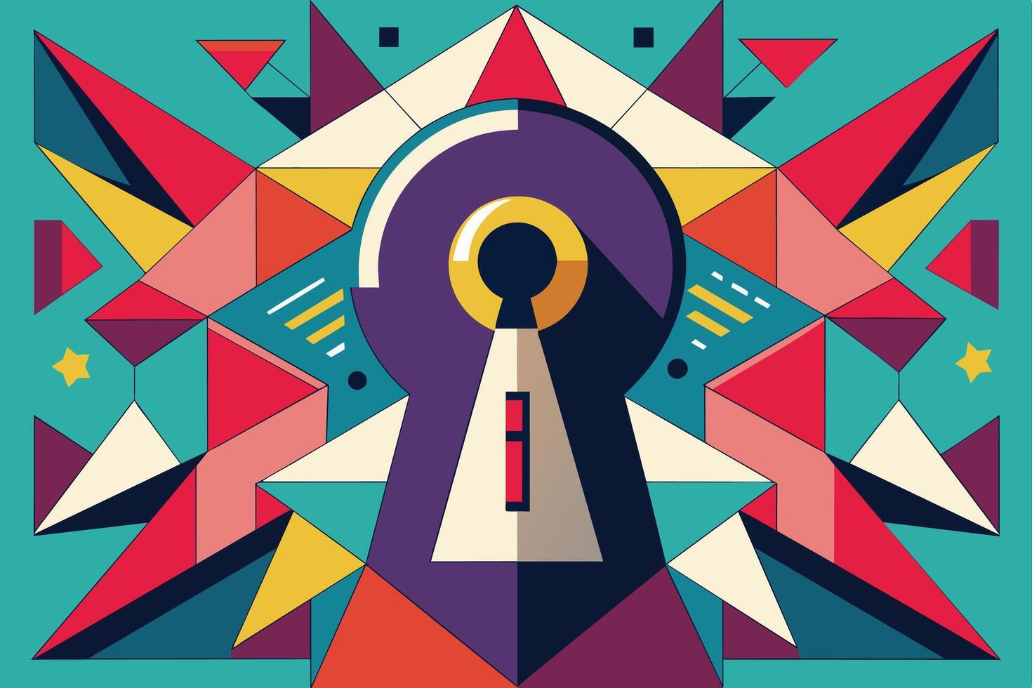 A colorful abstract illustration of a keyhole vector