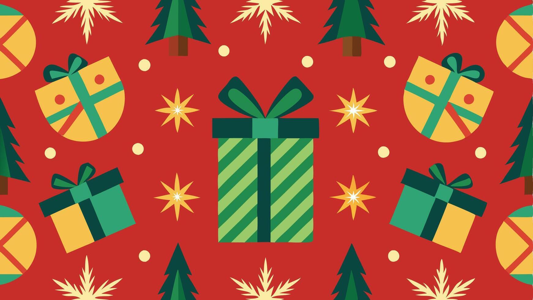 Christmas seamless pattern with presents and trees vector