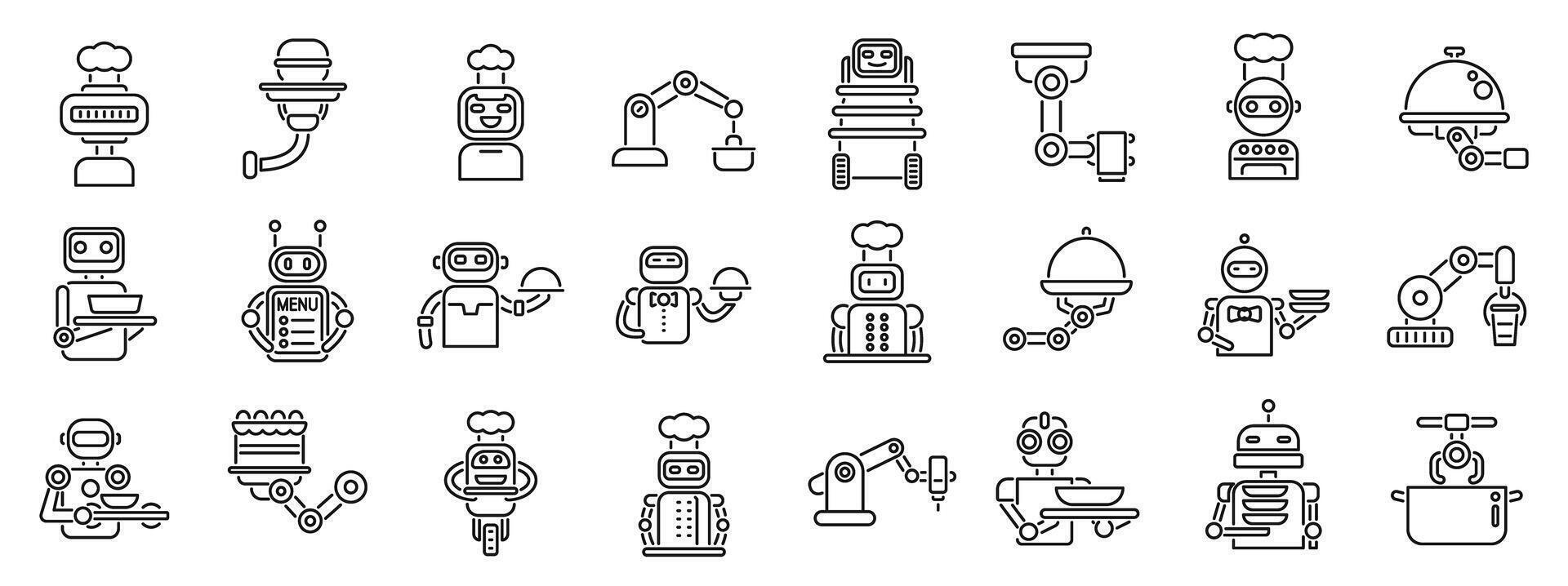 robots y robots línea íconos conjunto robot robot robot robot robot robot robot robot robot robot robot robot vector
