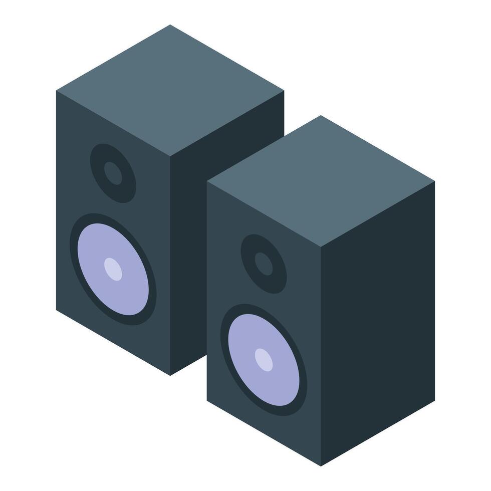 Two speakers are shown in an isometric style vector