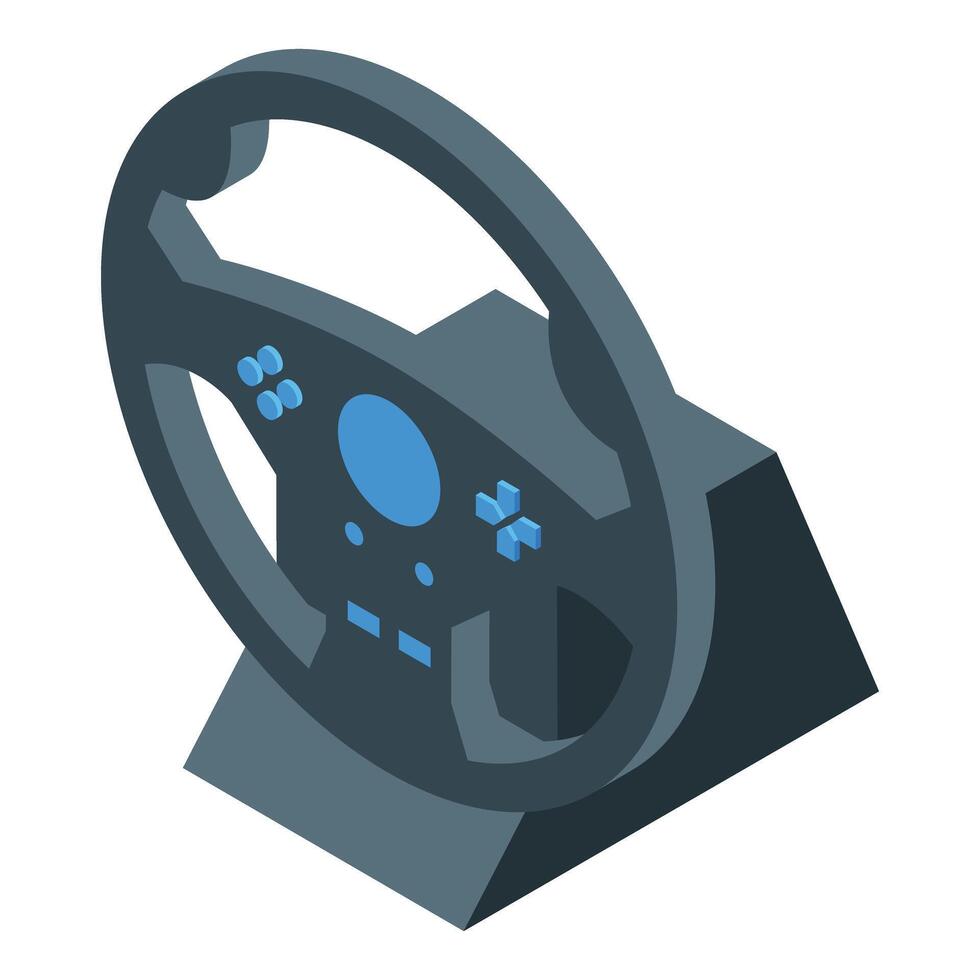 A steering wheel with a controller on it vector