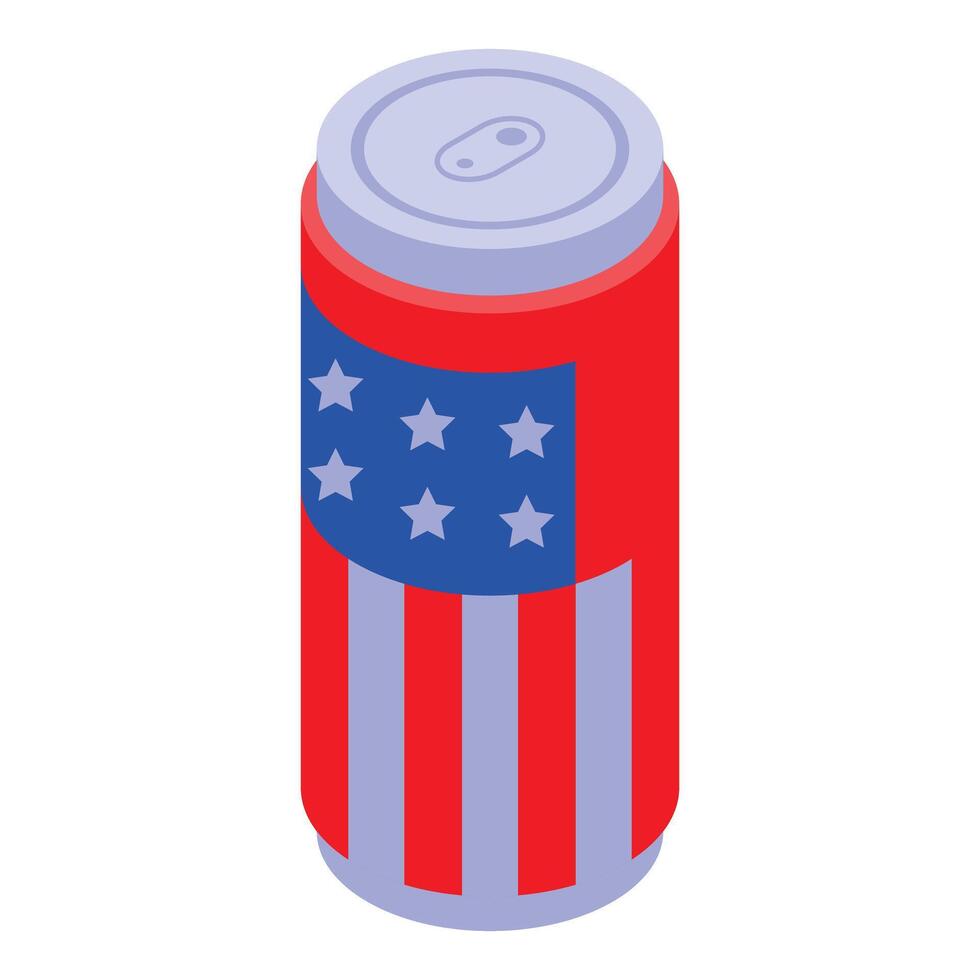 A can of red, white and blue soda with an american flag on it vector
