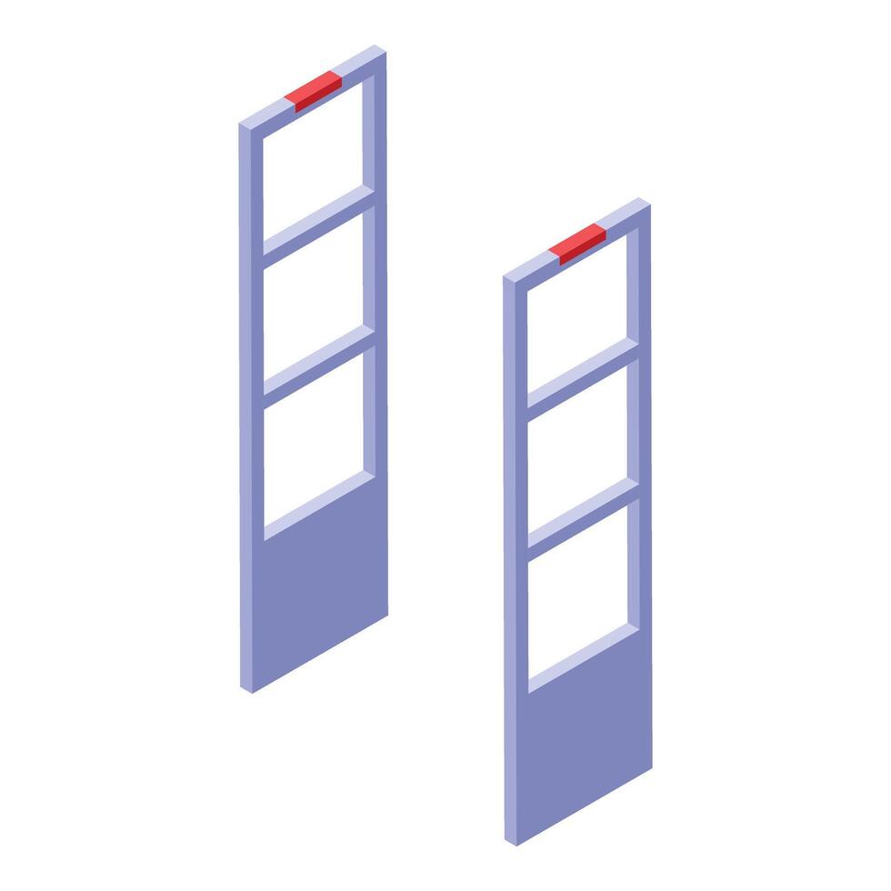 Two doors with a red handle on each side vector