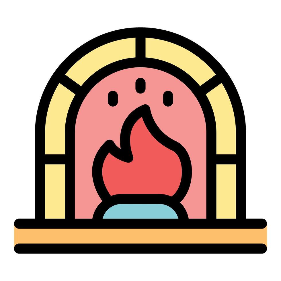 A fire in a fireplace icon vector