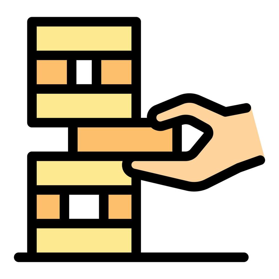 A hand holding a stack of bricks vector