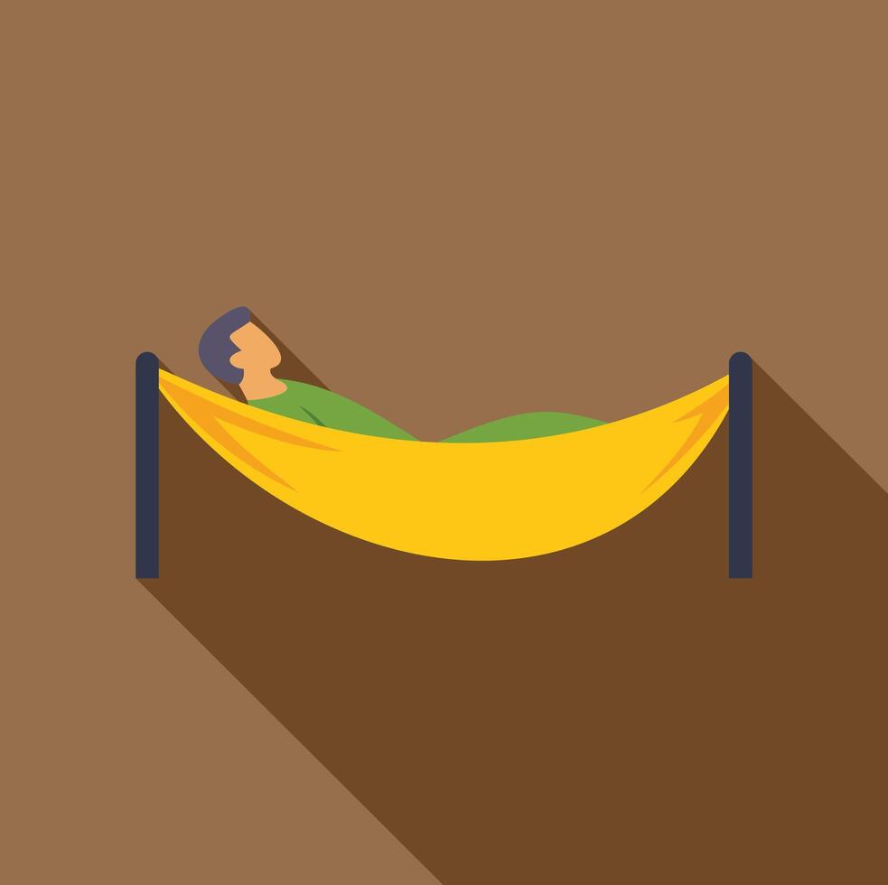 A man sleeping in a hammock on a brown background vector