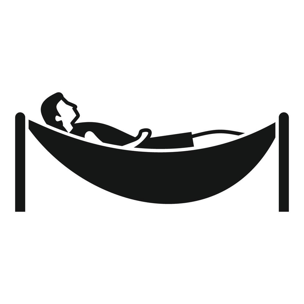 A black and white illustration of a man lying in a hammock vector