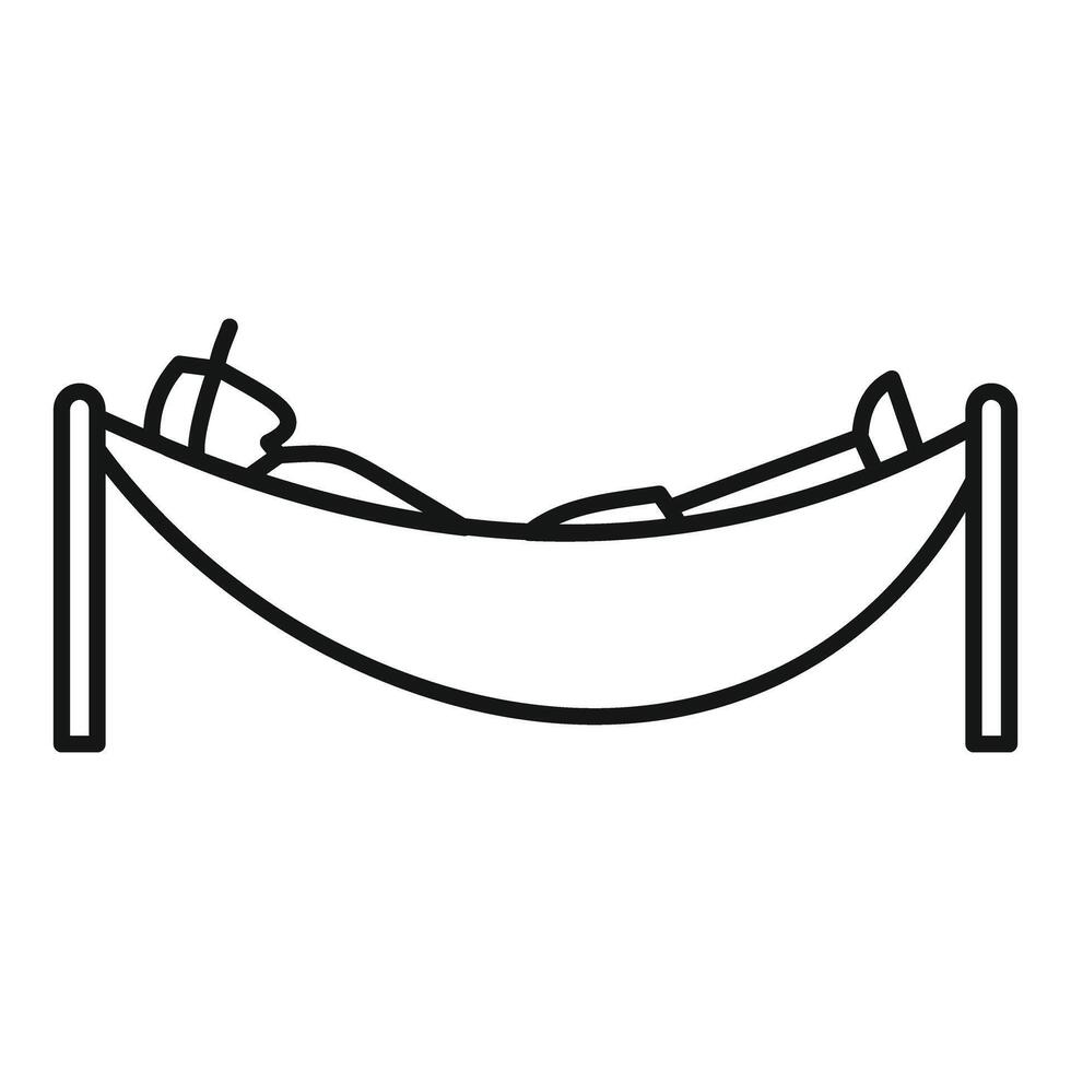 A man is laying in a hammock with his head on the pillow vector