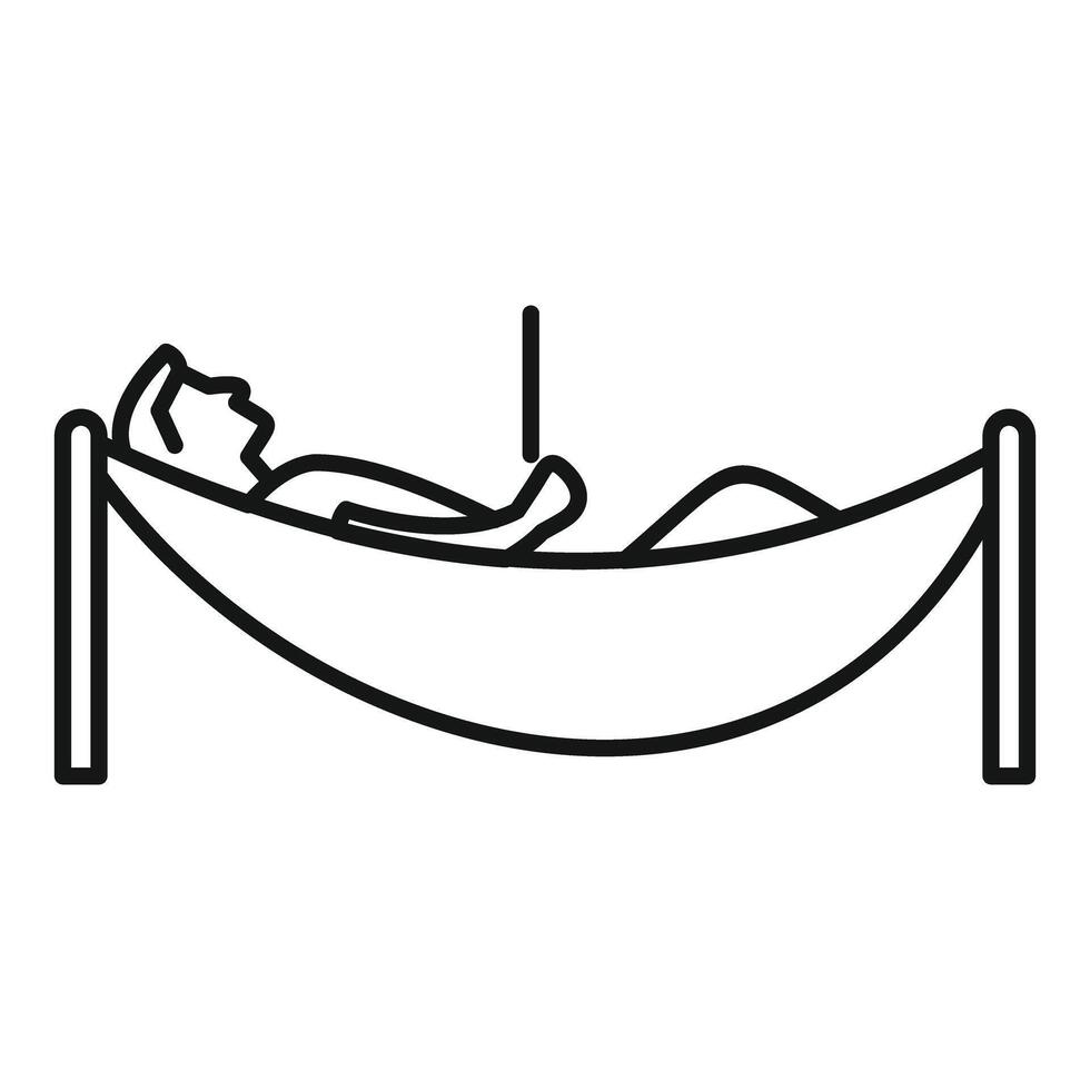 A man is laying in a hammock with a drink vector