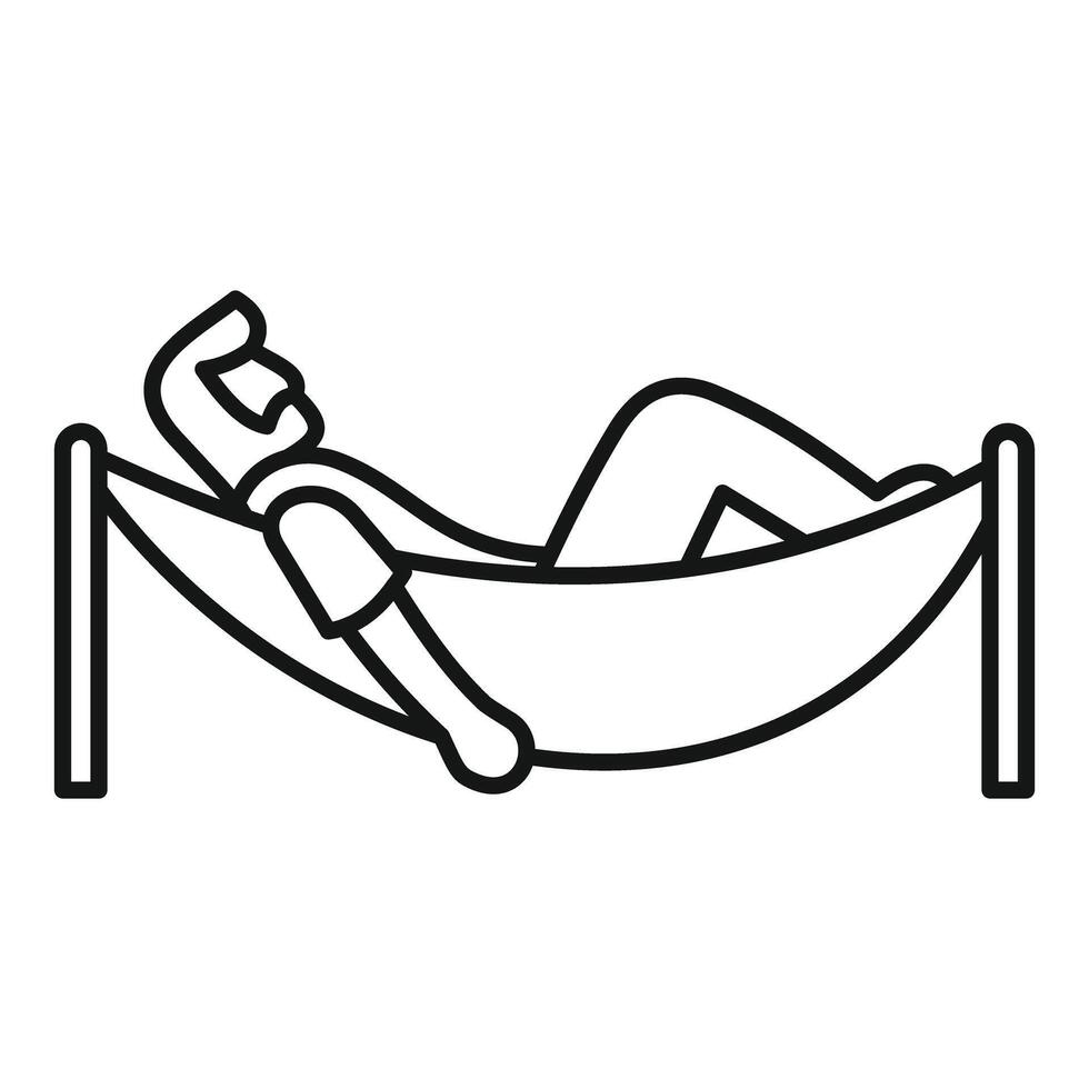 A man laying in a hammock with his feet up vector