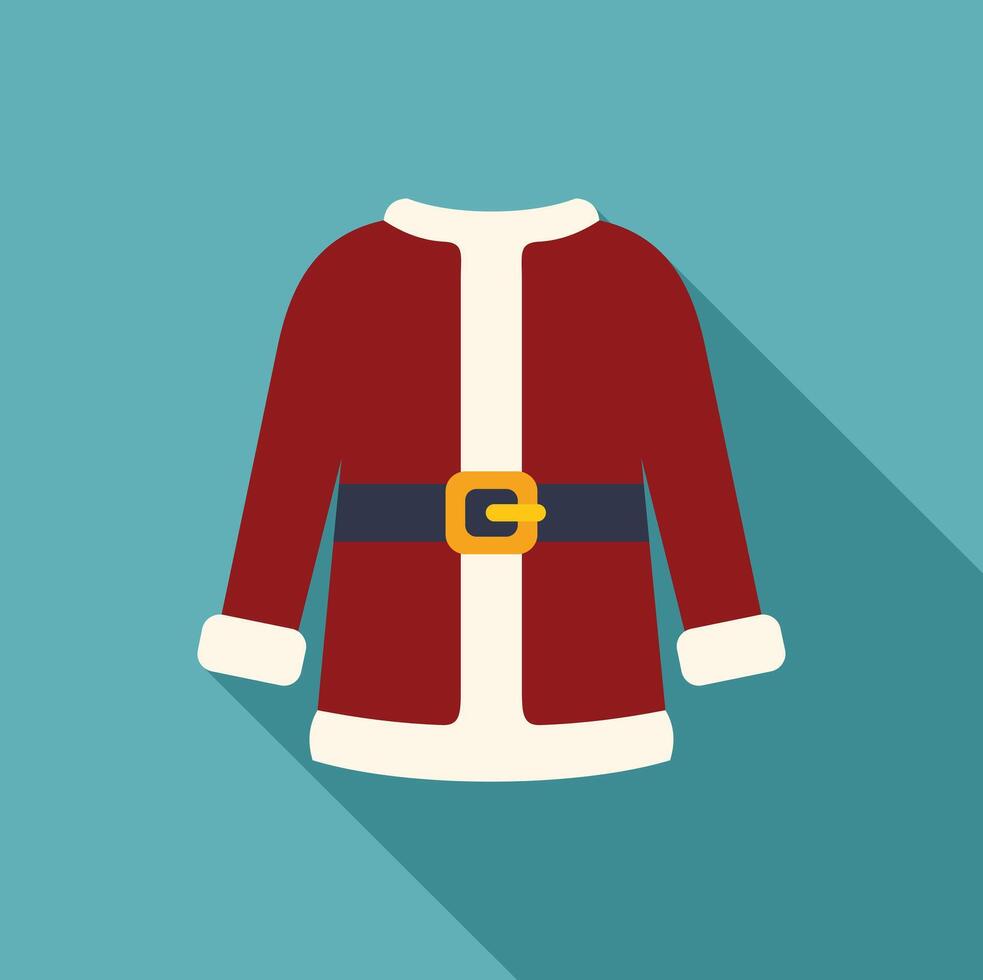A santa claus coat flat icon on a blue background vector