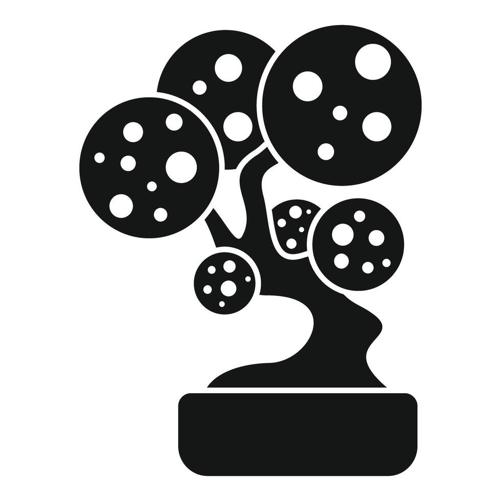 Bonsai tree icon in black and white on white background vector