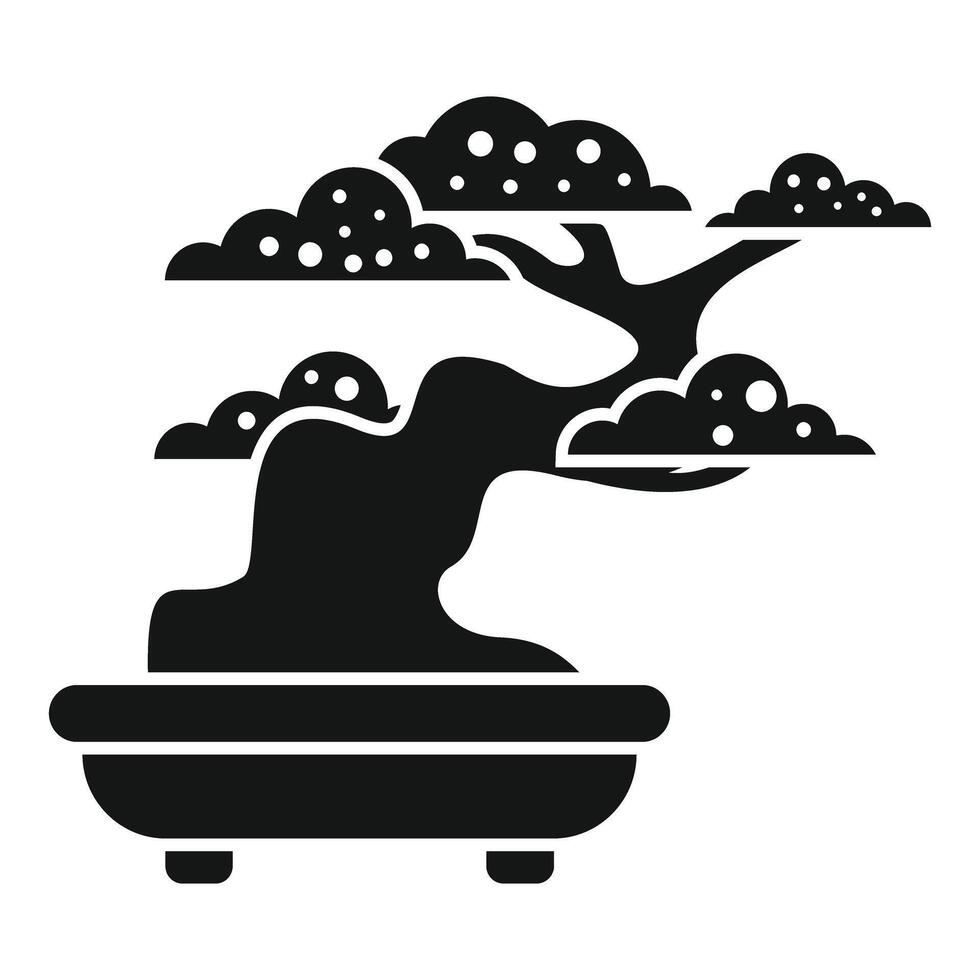 Bonsai tree icon in black and white style on white background vector
