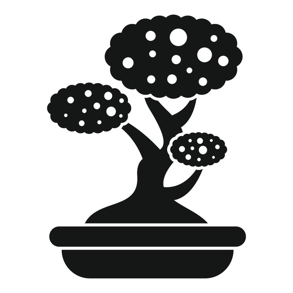 Bonsai tree icon in black and white on white background vector