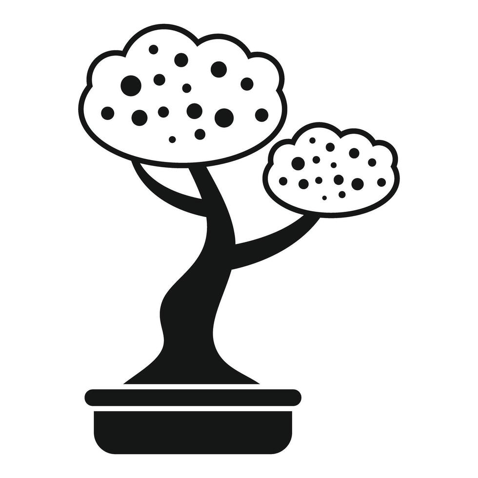 Bonsai tree icon in black and white on white background vector