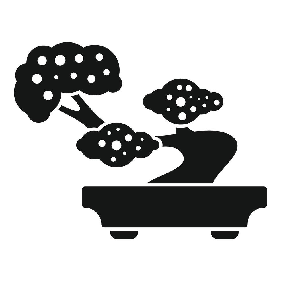 Bonsai tree icon in black and white on white background vector
