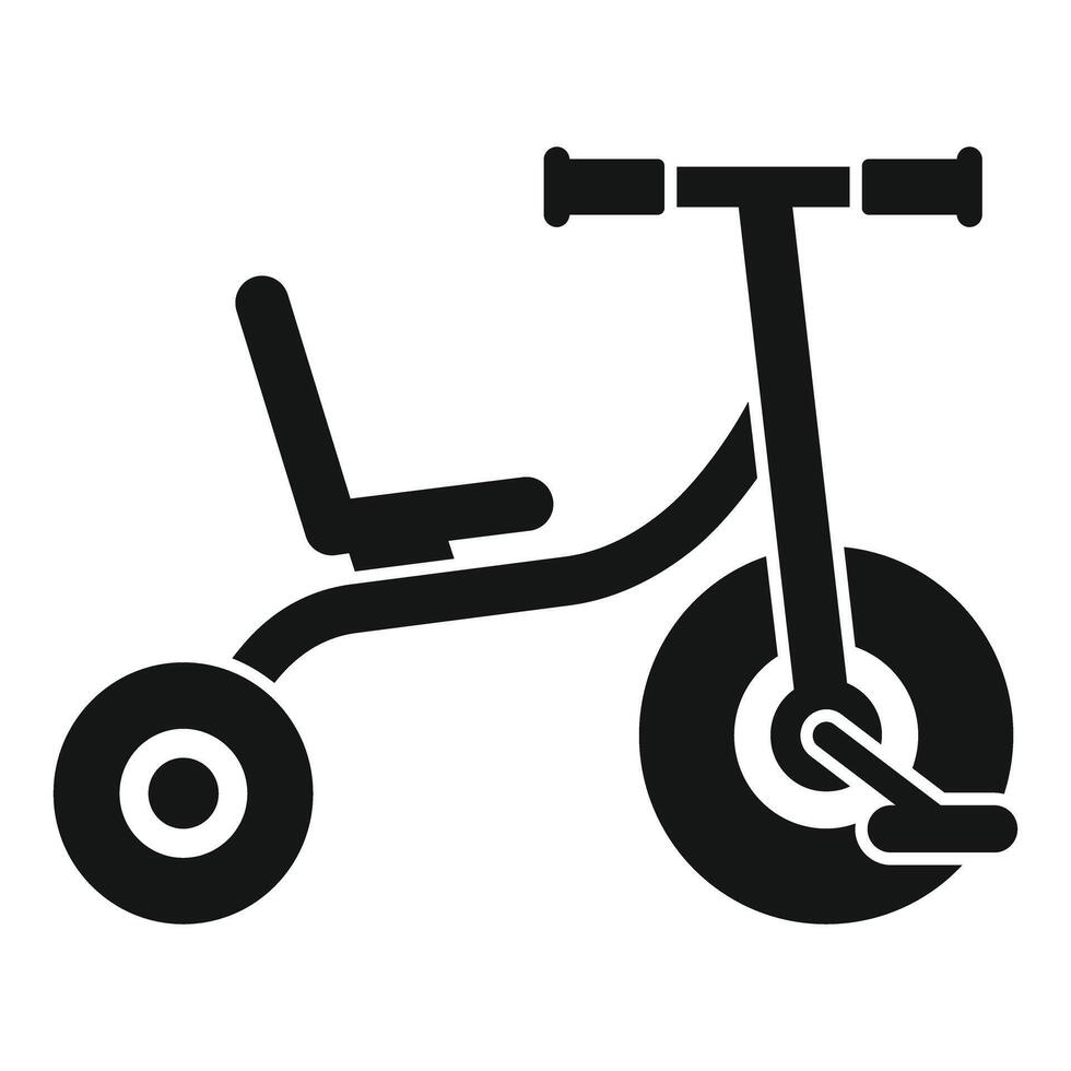 A black and white illustration of a tricycle vector