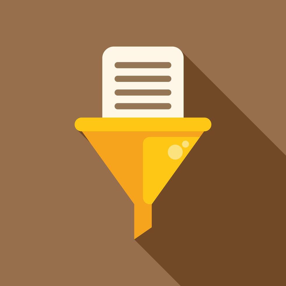 A funnel icon with a paper document inside vector