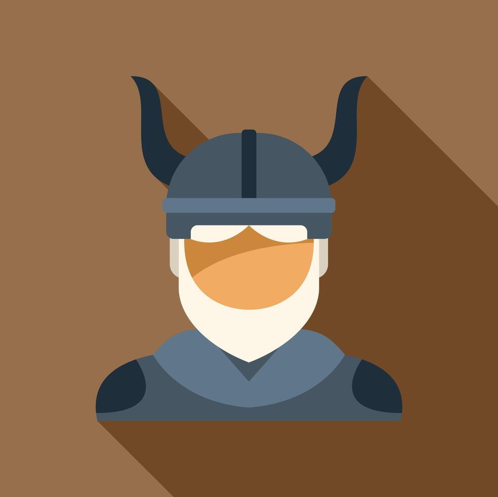 A flat icon of a man in a helmet with horns vector