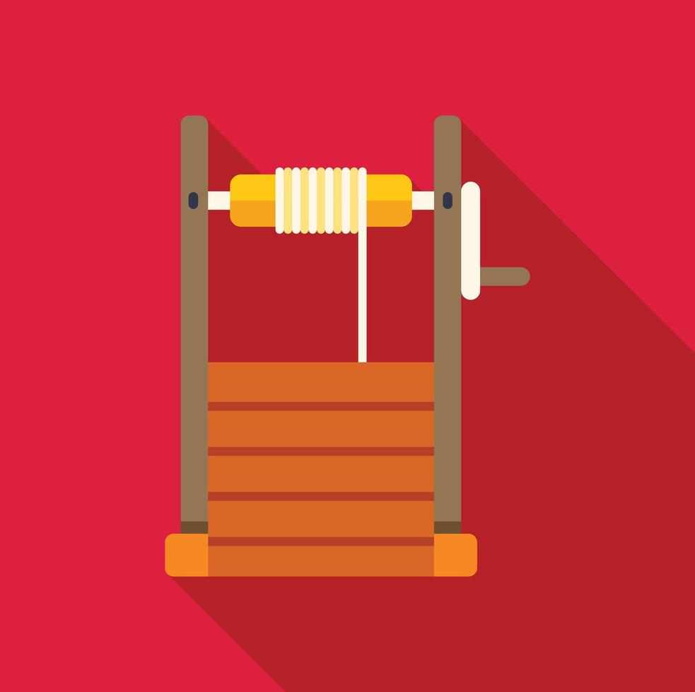 A spinning wheel with a long shadow on a red background vector