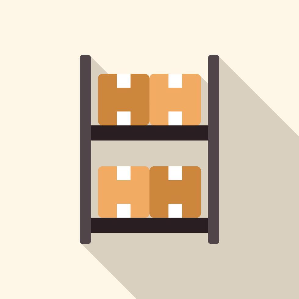 A rack with boxes on it in a flat design vector