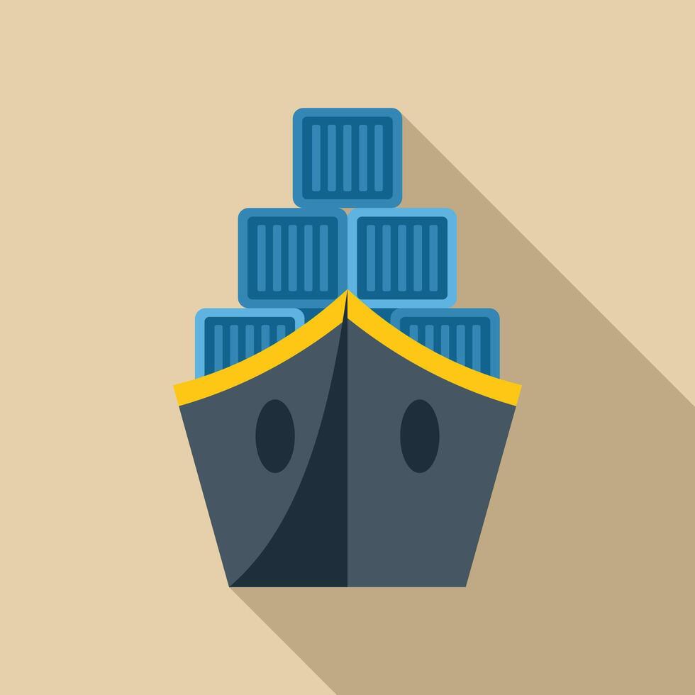A flat icon of a ship with cargo containers vector