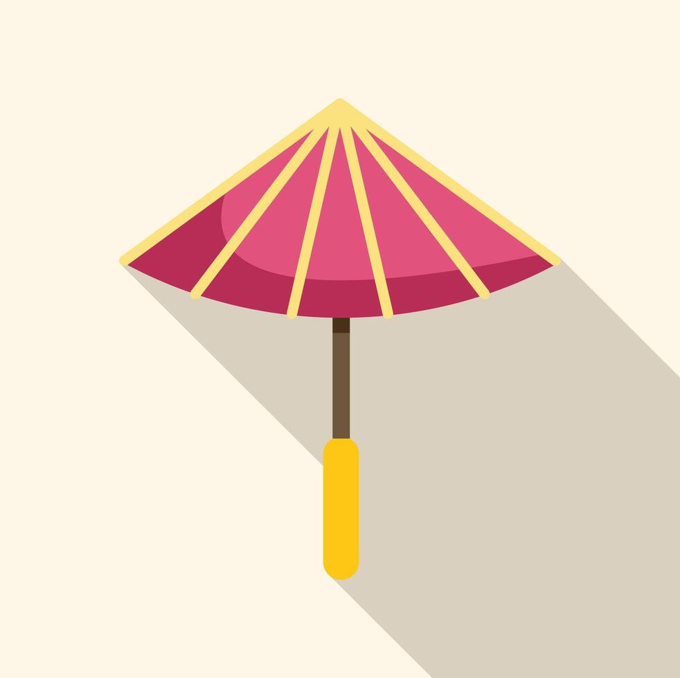 A pink umbrella with a yellow handle on a white background vector