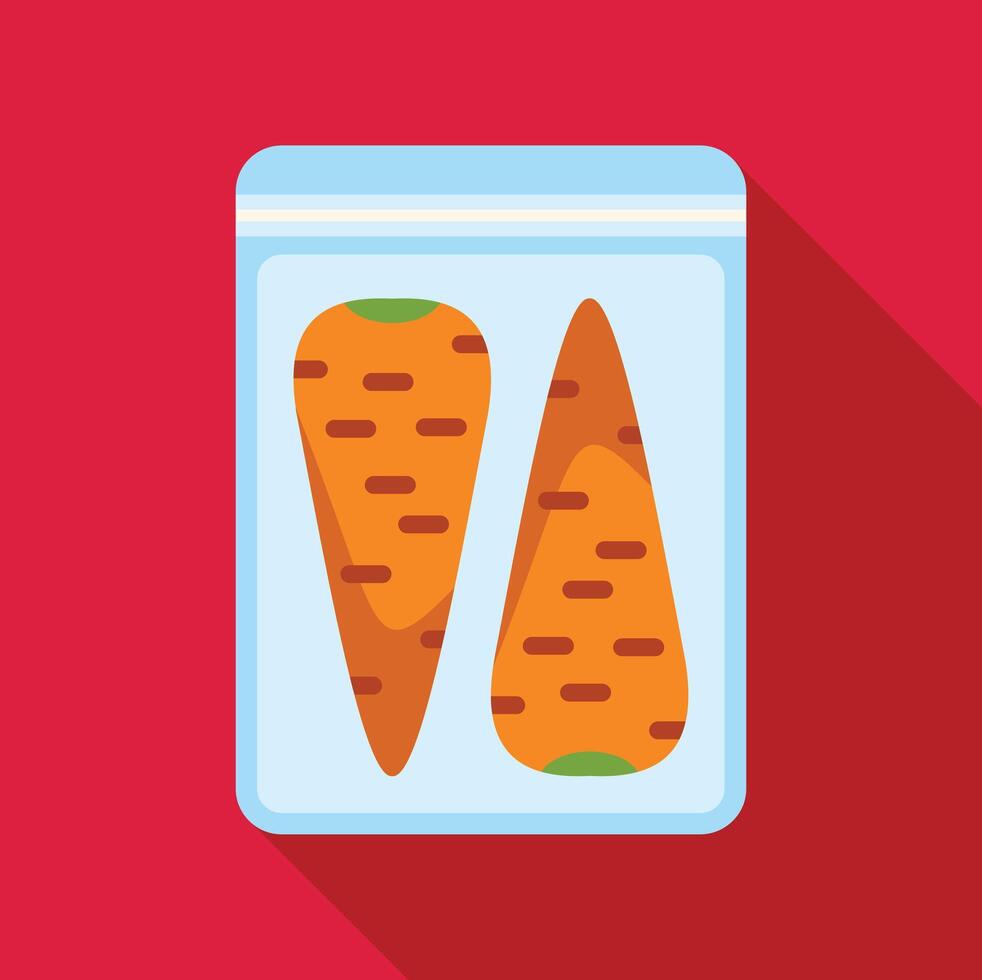 Two carrots in a bag on a red background vector