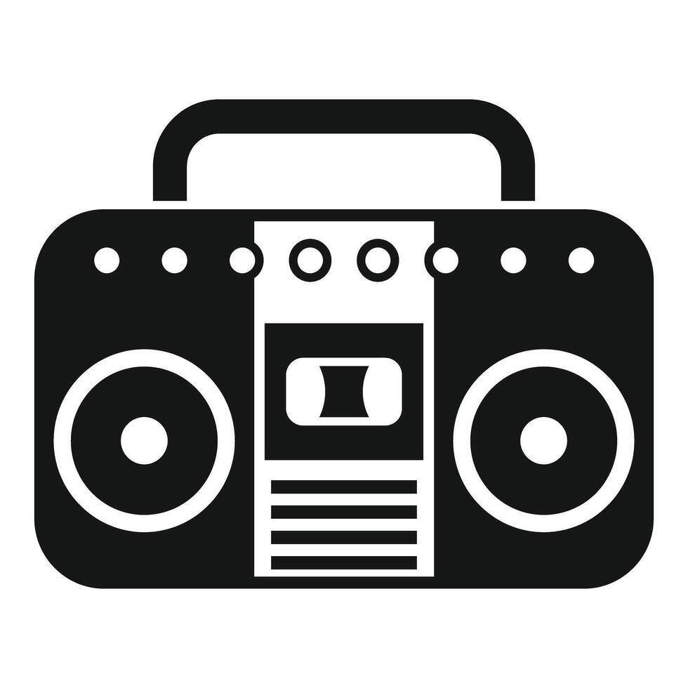 A black and white icon of a boombox vector