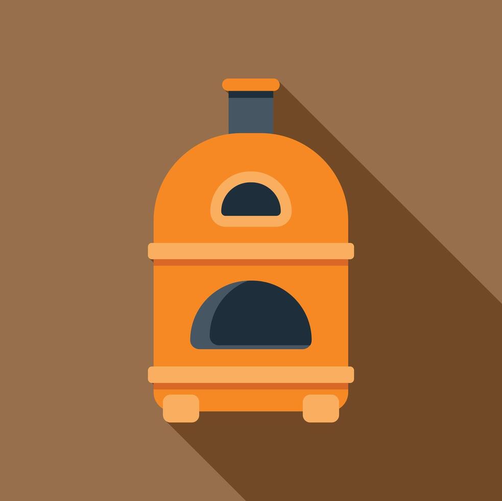 An orange oven icon on a brown background vector