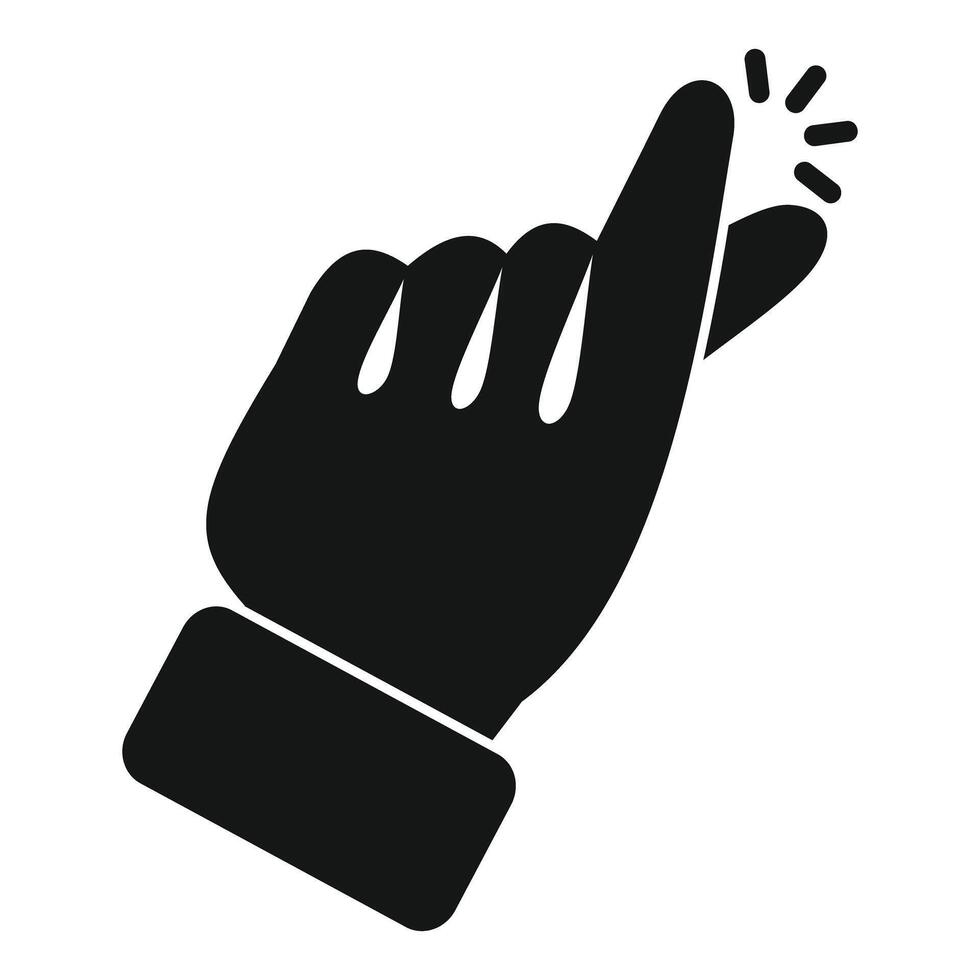 A black hand pointing to a light bulb vector