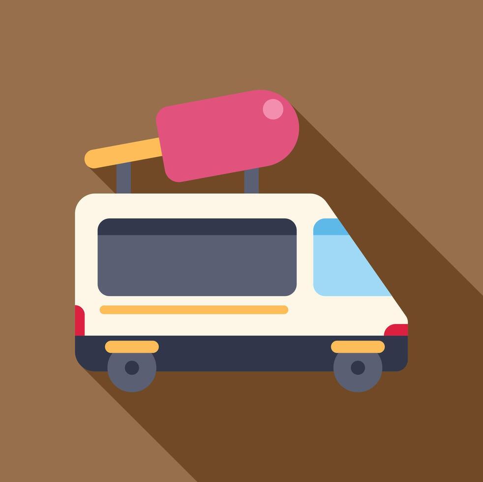 Ice cream van flat icon with long shadow vector