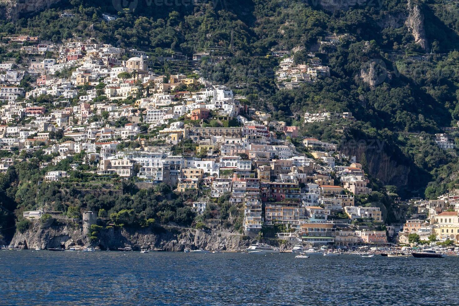 Positano village and cliff photo