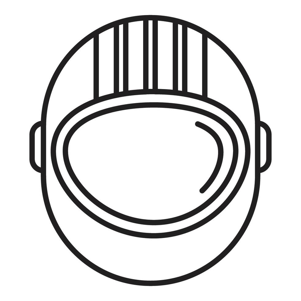 New astronaut helmet protecting head during space exploration, line art icon vector