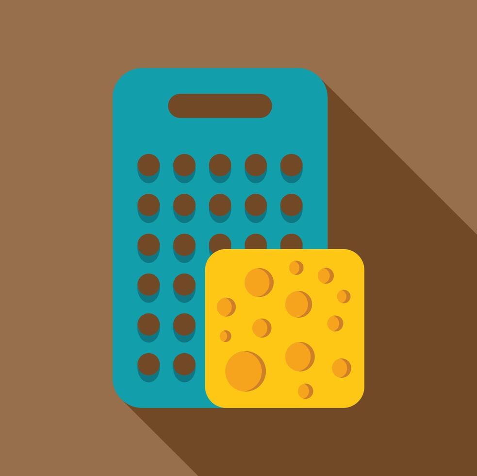 Grater and cheese, kitchen utensil for shredding and preparing food ingredients vector