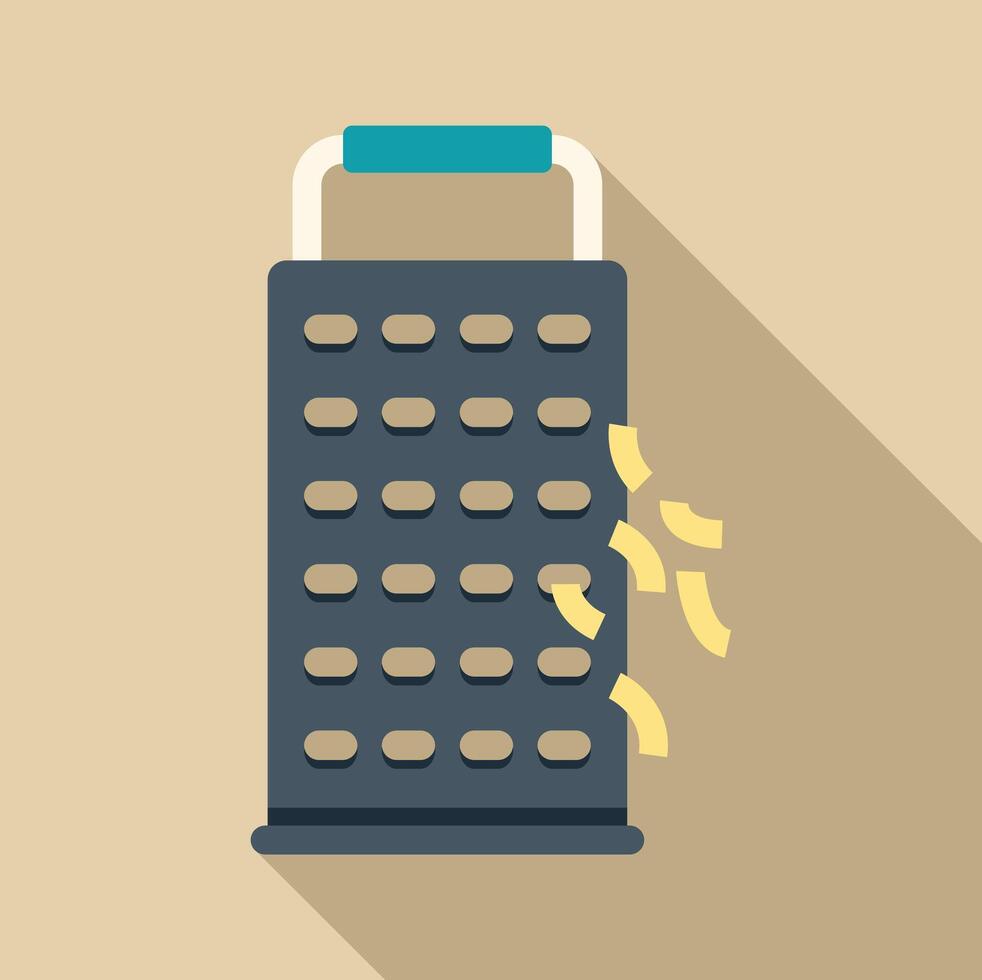 Grater producing cheese cuts in flat design with long shadow vector