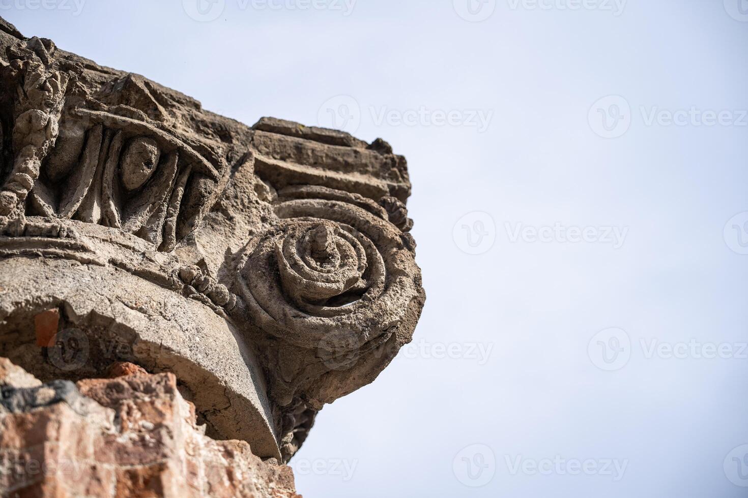 ancient Roman city ruins destroyed from eruption of Mount Vesuvius in 1st century photo