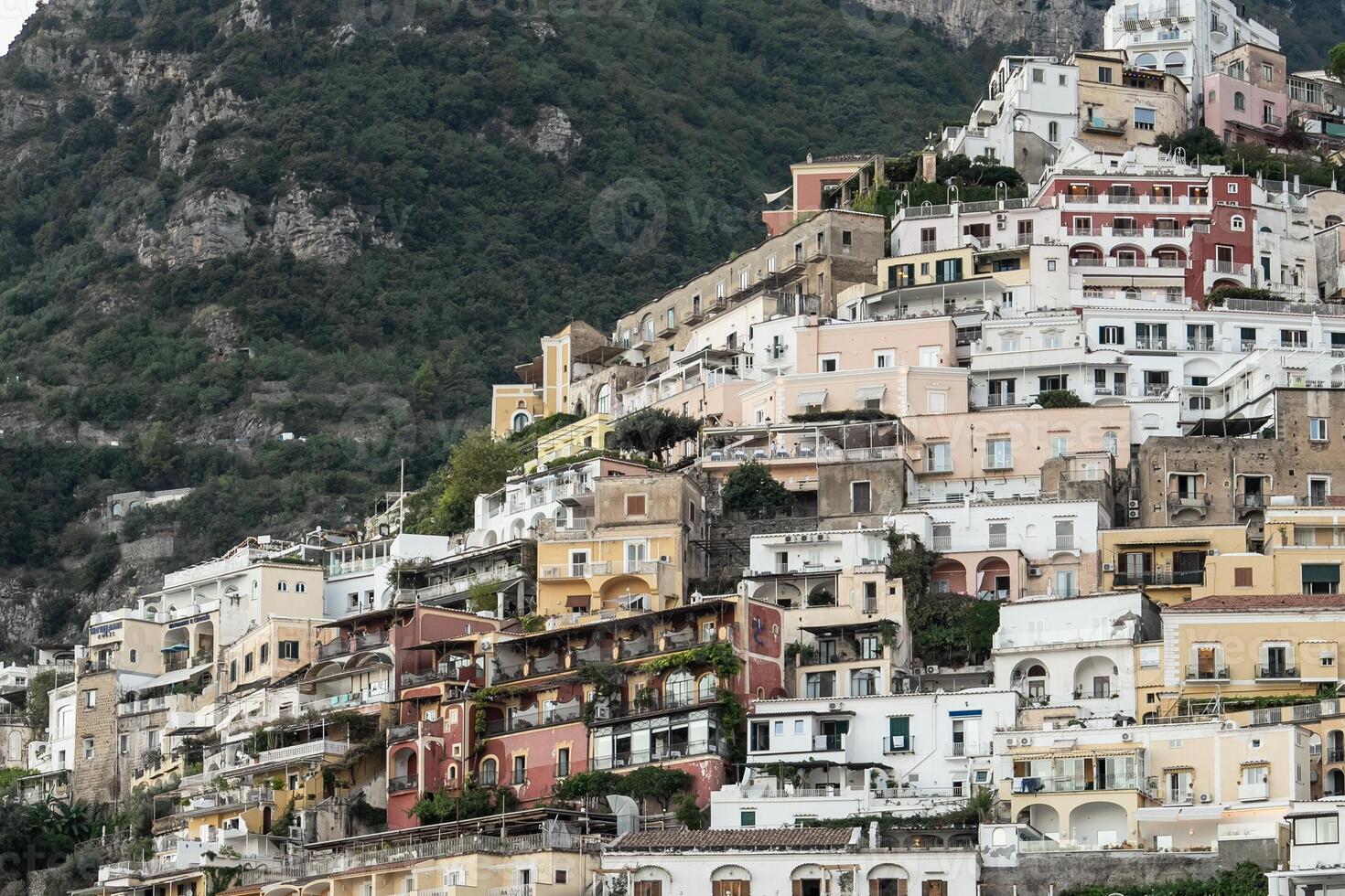 View over Positano town and beach in Amalfi coast photo