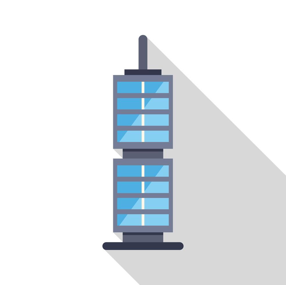 Modern skyscraper standing tall with blue windows and antenna vector