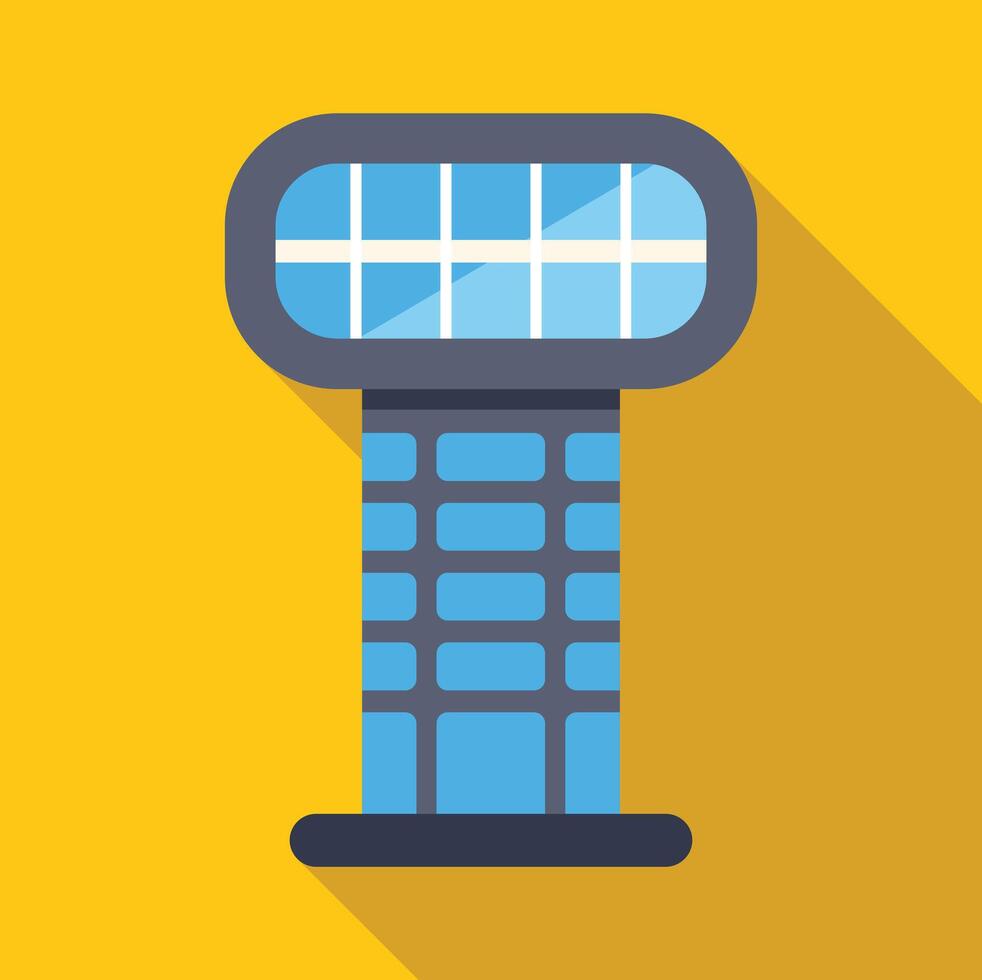 Modern building with solar panels on yellow background vector