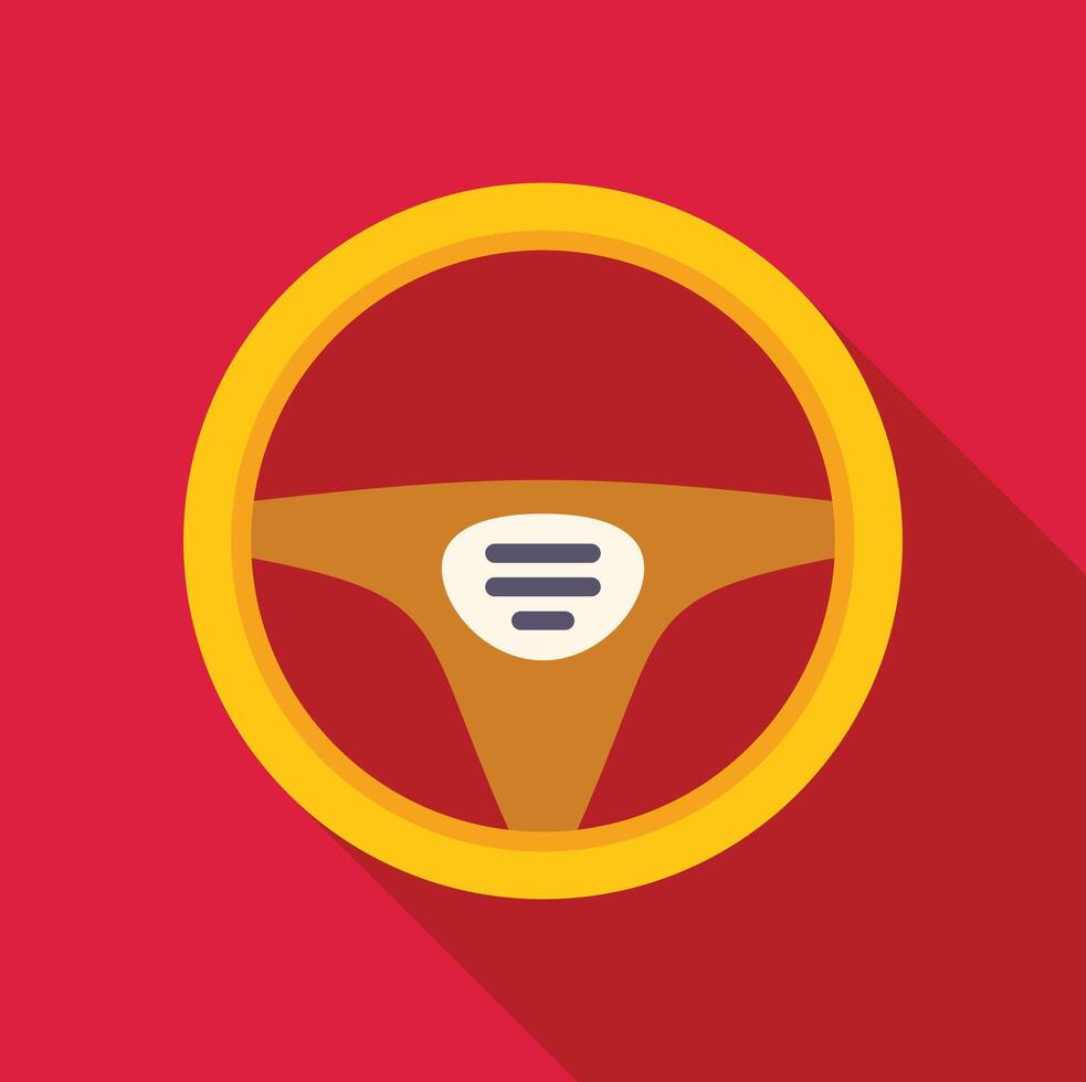 Steering wheel on red background representing driving and cars vector