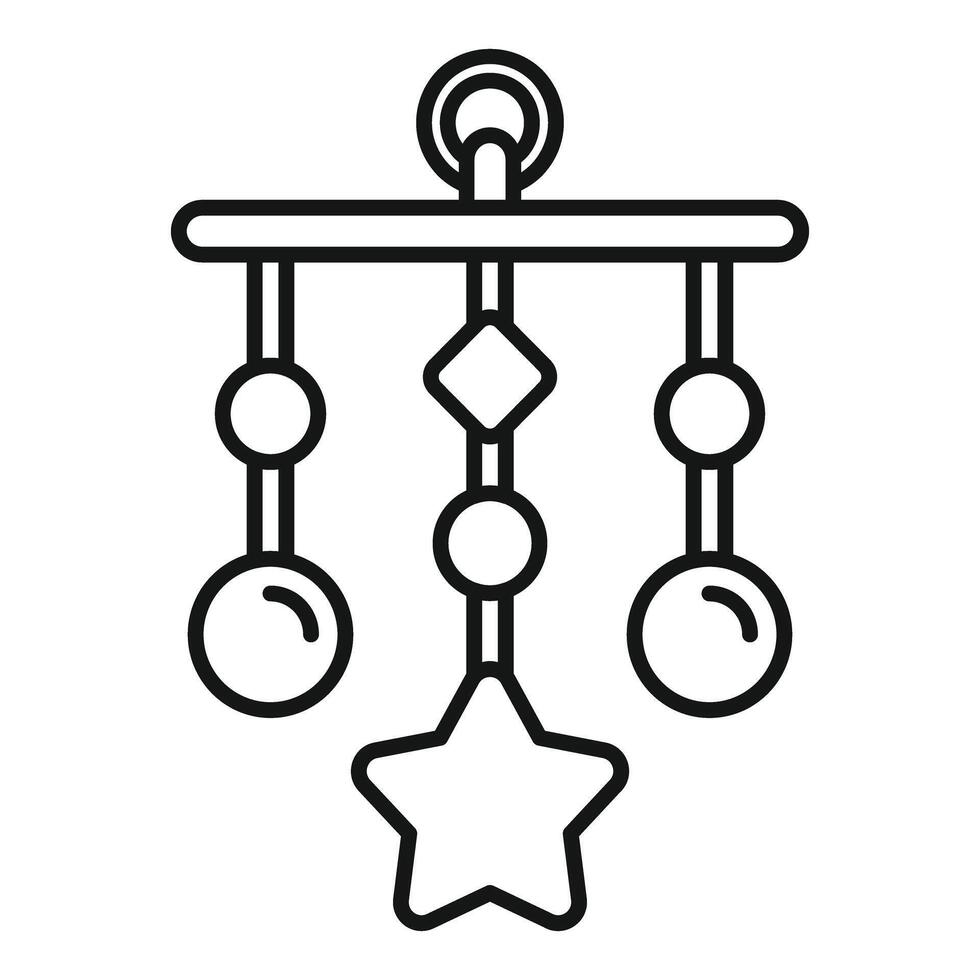 Baby mobile with hanging toys is gently rotating and making sounds vector