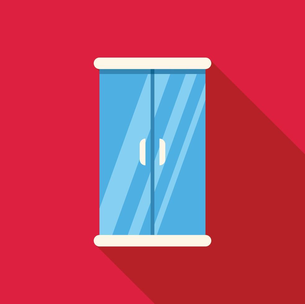 Modern blue wardrobe standing against red wall with long shadow vector