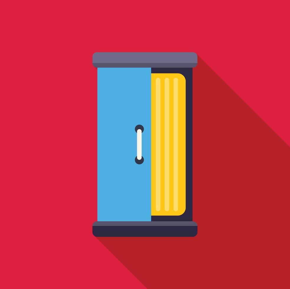 Sliding door wardrobe partially open revealing gold clothes inside on red background vector