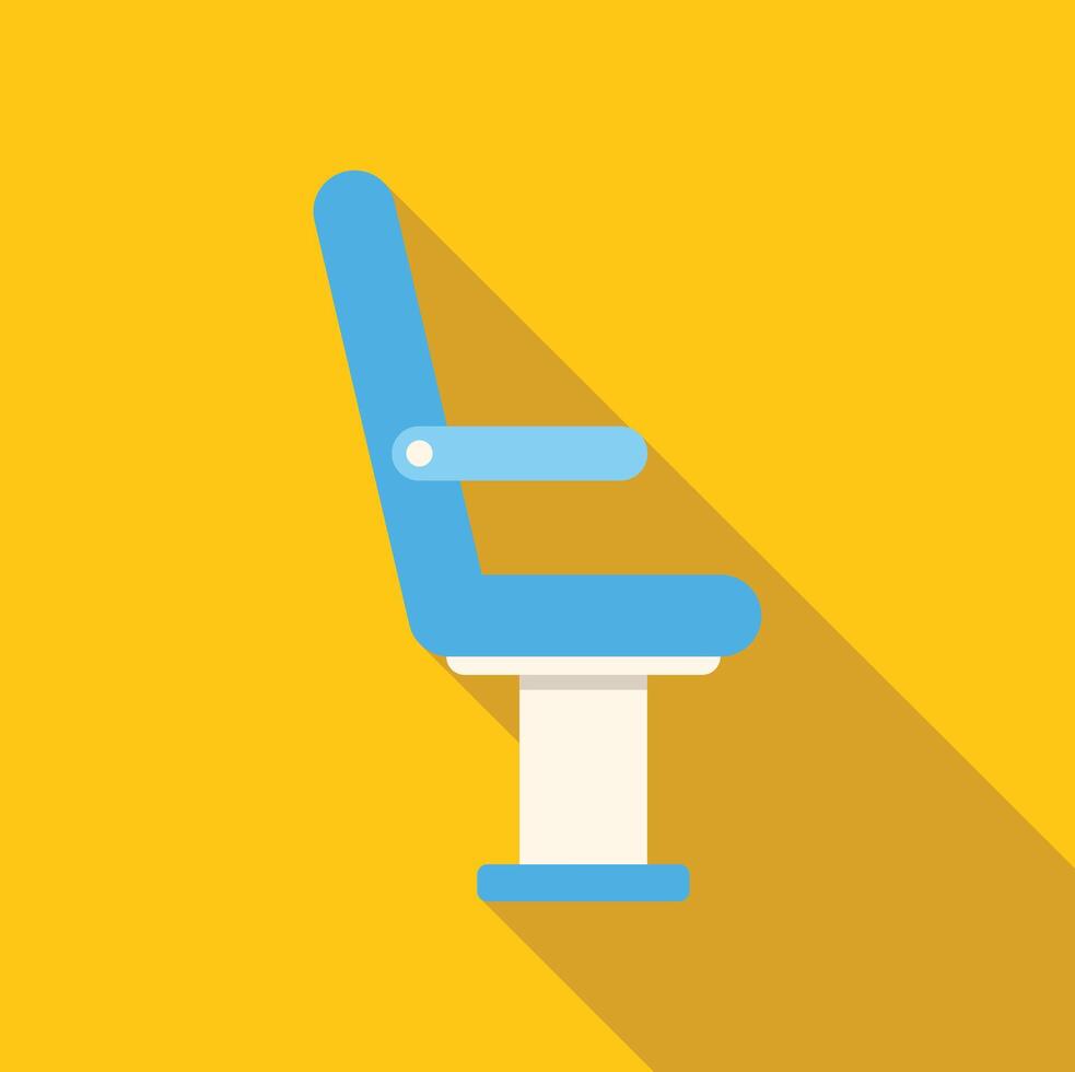 Blue airplane or bus seat on yellow background with long shadow vector