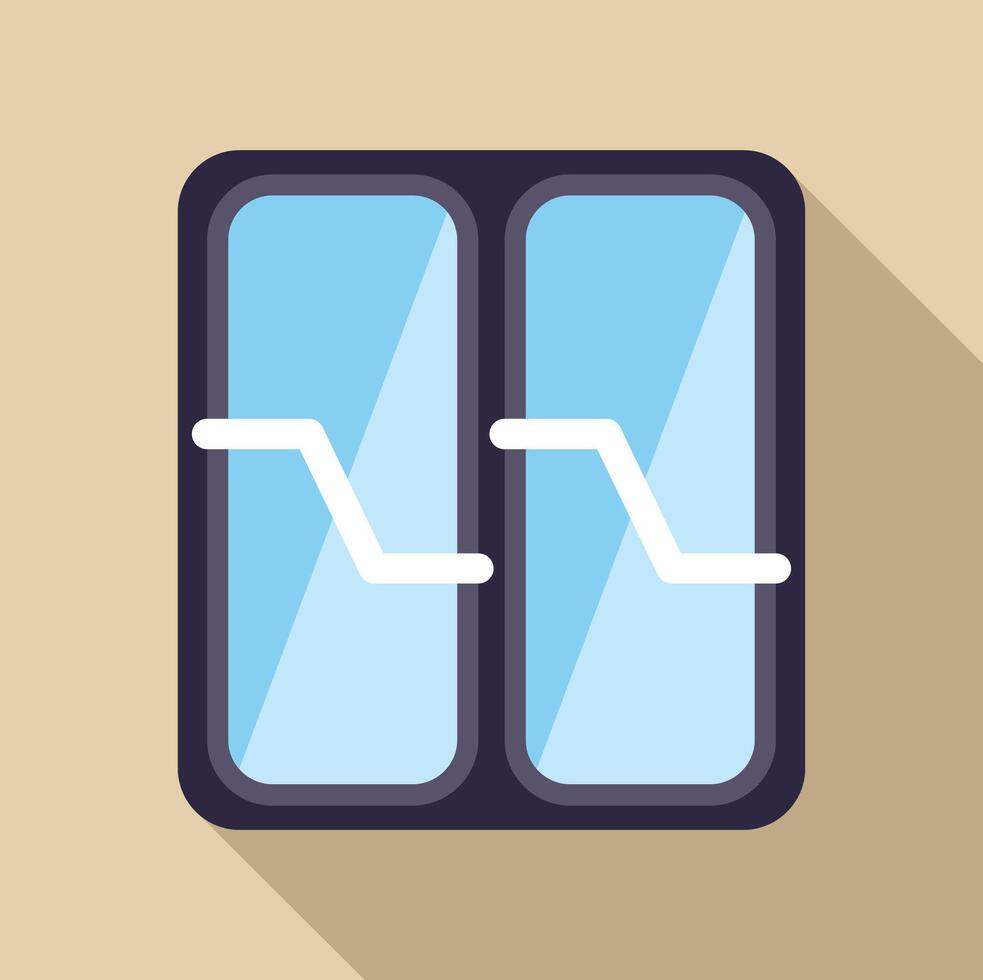 Train window reflecting light with open sign vector
