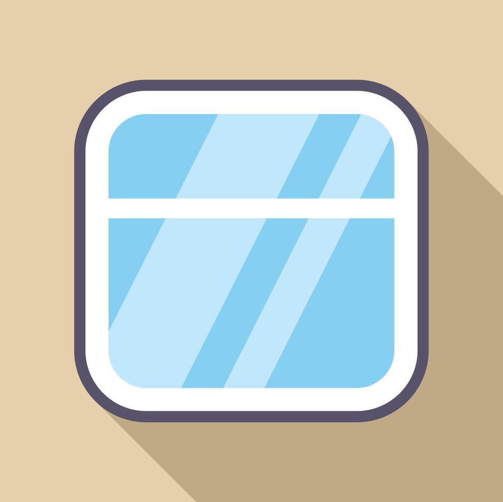 Airplane window reflecting blue sky with white divider, flat design with long shadow vector