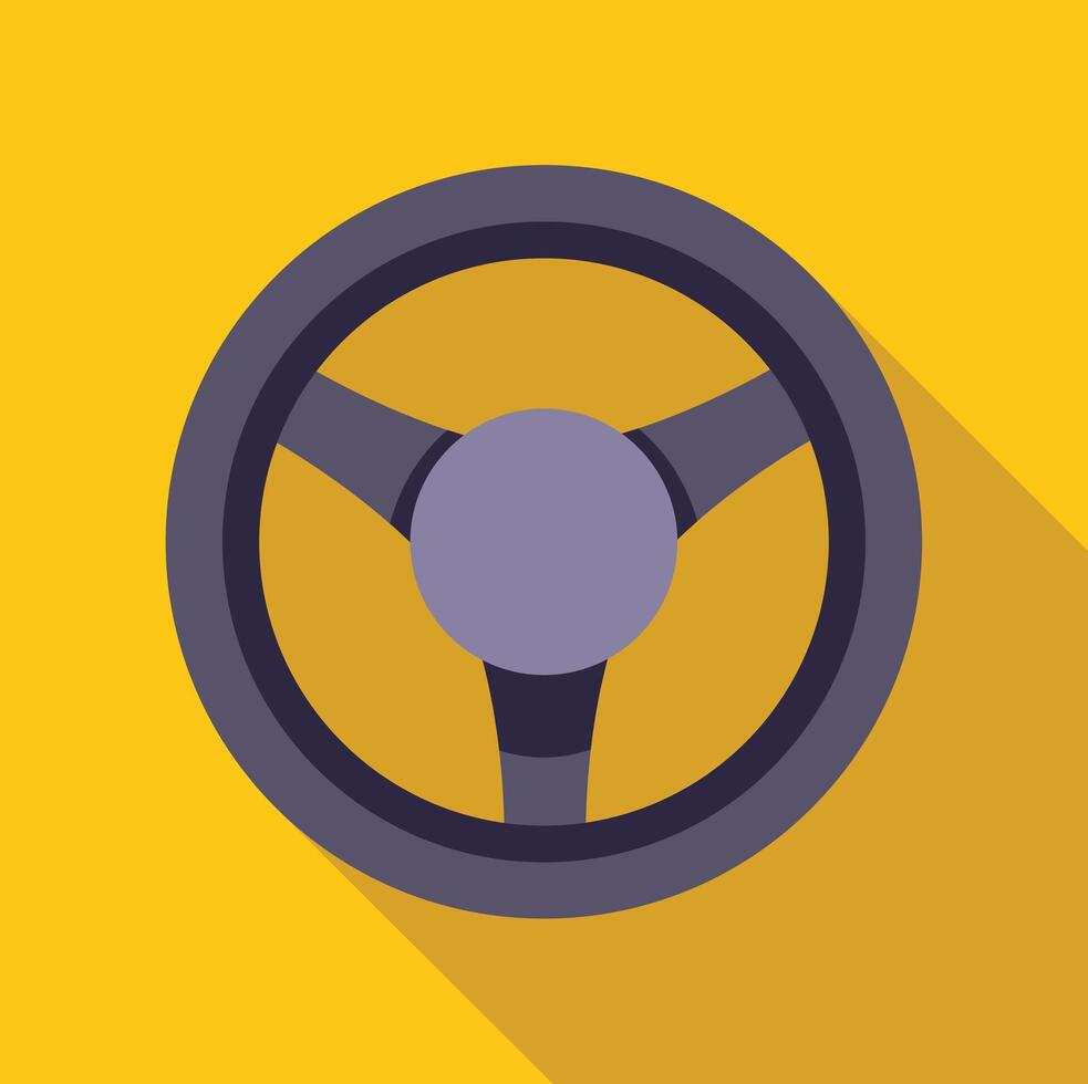 Steering wheel on yellow background representing driving and transportation vector